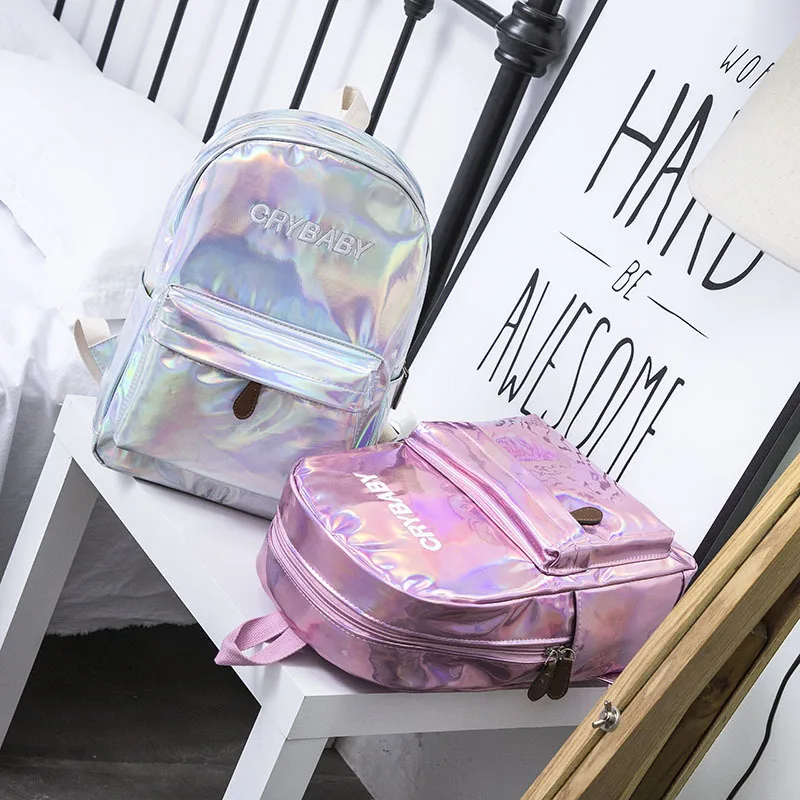 

Online Celebrity Early Spring 2019 New Style Laser Backpack Hong Kong Style Goblin Large Capacity School Bag