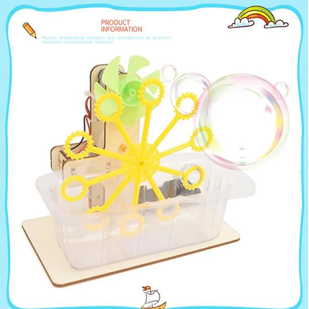  DIY Automatic Blowing Bubble Machine Science Small Production Science Kit Hand-assembled Toy