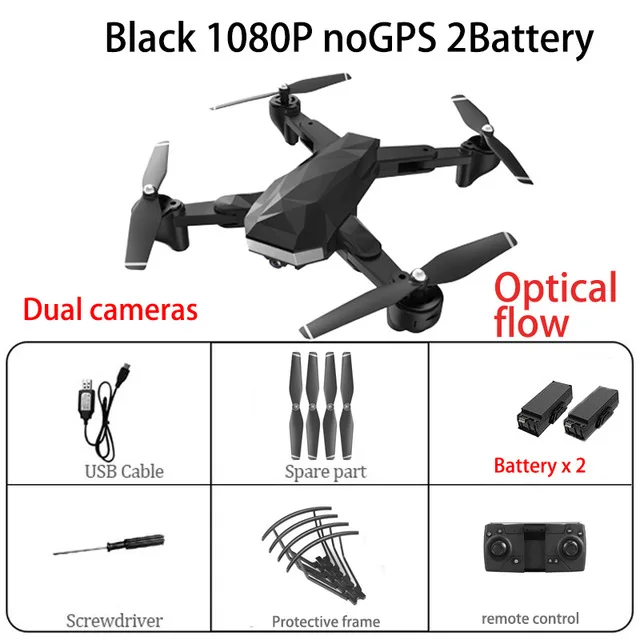 C53 gps Дрон с 4K HD камерой 5G wifi FPV RC Квадрокоптер складной Профессиональный вертолет с дистанционным управлением дроны Новая игрушка - Цвет: Black 1080Pnogps 2B