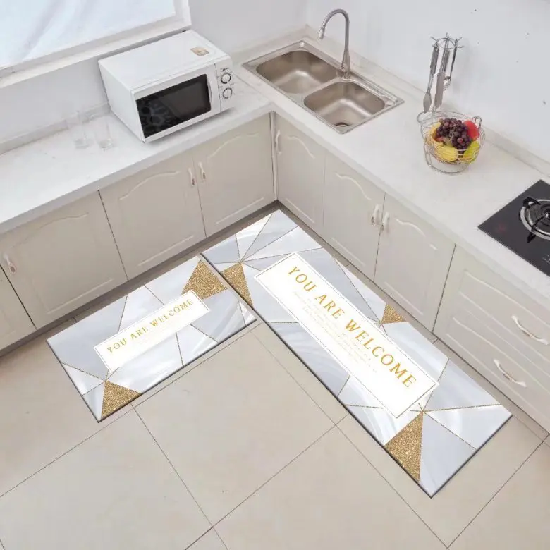 BORKOY Tapis Béige Lavable Motif Uni 40x450cm Antidérapant