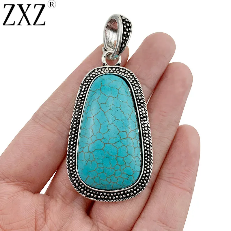 2PCS Open Half Moon Inly Faux Turquoise Stone Charm Pendant Jewelry Findings