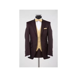 2022 New Arrival High Quality Peak Lapel Men's Brown Suits Custom Made Two Buttons Fashion Trendy Wear Blazer 3 Pieces Skinny