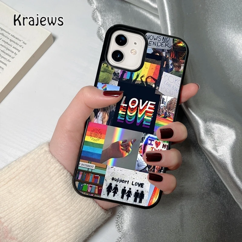 Krajews love knows no gender in coque Phone Case for iPhone 12 13 mini 5 6S 7 8 PLUS X XS XR 11 PRO MAX SE 2020 Cover Shell | Мобильные