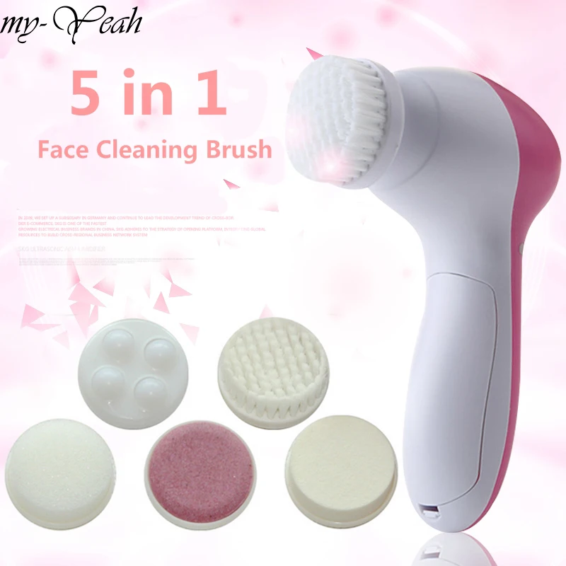 

5-in-1 Electric Facial Cleanser Face Cleaning Washing Massage Machine Skin Pore Deep Clean Massager Face Beauty Wash Brush
