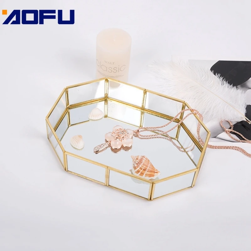 

Serving Tray Glass Storage Tray Cosmetic Tray Girl Vanity Tray Lipstick Nail Polish Jewelry Display Stand Makeup Brush Storage