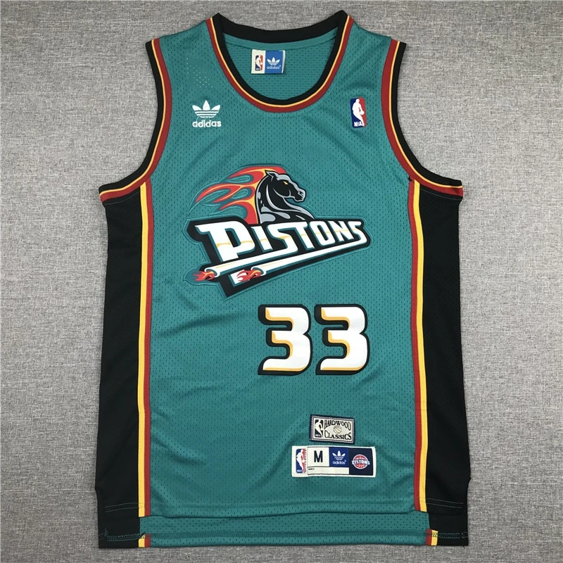 Camiseta de baloncesto prenda de vestir, color verde, con estampado de la NBA Detroit Pistons #33|Camisetas de baloncesto| - AliExpress