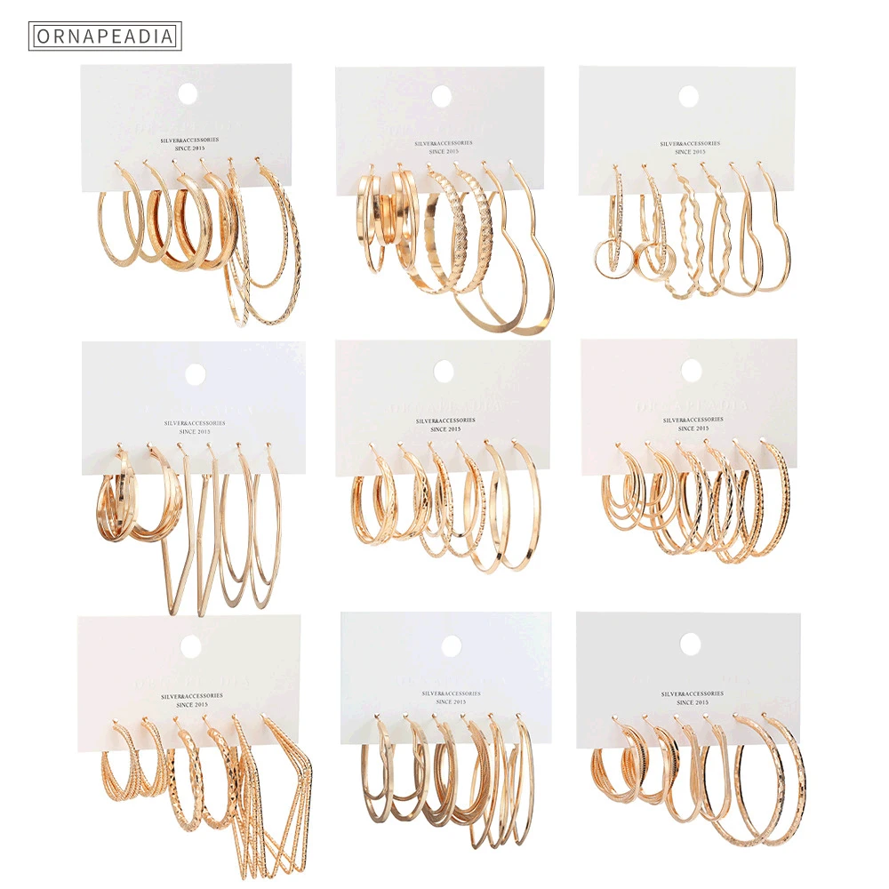 3 пар/компл. в Корейском стиле золото серьга виде кольца комплект ювелирных