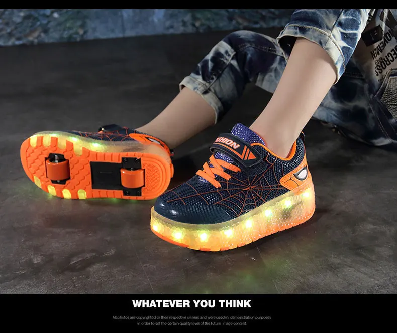 Size 28-40 LED Glowing Roller Skate Shoes with Lights for Children Boys USB Charged Luminous Sneakers on Double Wheels Kid Girls