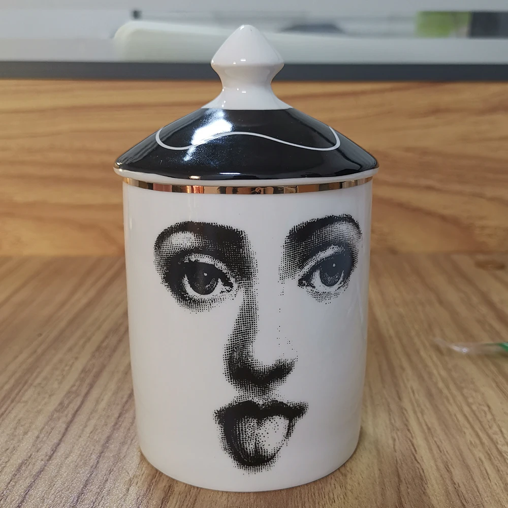 Fornasetti банка для хранения керамическая Ароматерапия Свеча пустая банка Красота Макияж кисточки банка ручка держатель Diy подсвечник лоток - Color: 18