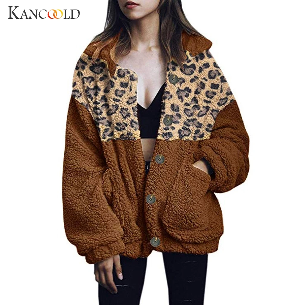 KANCOOLD пальто WILD CHICKA Winer плюс размер теплая леопардовая Длинная Верхняя одежда с плюшевым карманом Новые пальто и куртки для женщин 2019Sep4