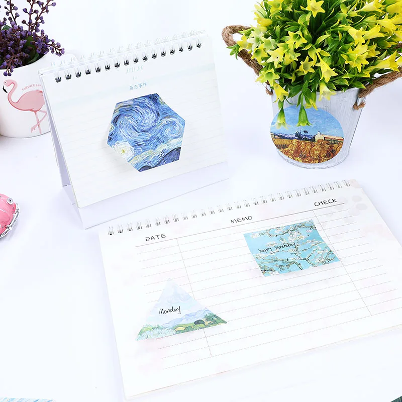 4pcs/lot Van Gogh memo pads Geometry Sticky Note Post It Starry night guestbook stickers Stationery Office School supplies 01927