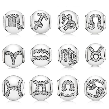 

Fashion New Charm True 925 Silver Classic Twelve Constellation Strings Essence Mosaic Strings Original Female Jewelry Gift