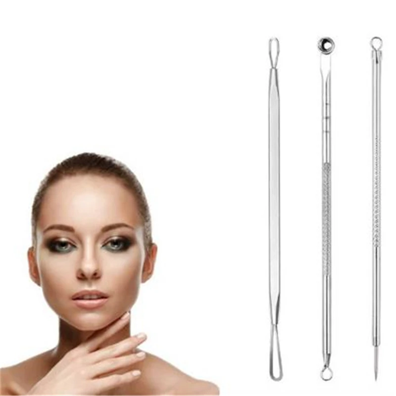 Hot Sale Makeup Tools Kits High Quality Stainless Steel Blackhead Remover Needle Kit Default Acne Pimple Extractor 3PCS /Set