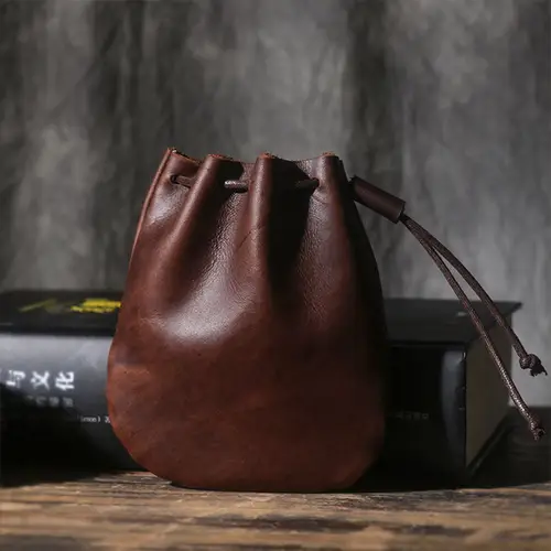 Vintage Coin Purse Men Women Genuine Leather Casual Small Coin Wallet Hard Leather Money Pocket Drawstring Storage Bag NUPUGOO - Image 9