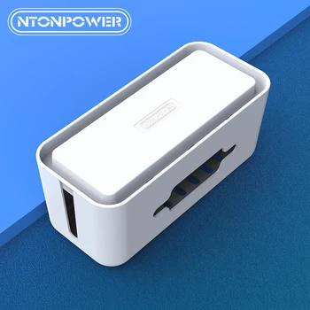 

NTONPOWER Cable Tidy Box for Organize Power Strips Hard Plastic Cable Storage Box with Holder Cable Management Box for Desk