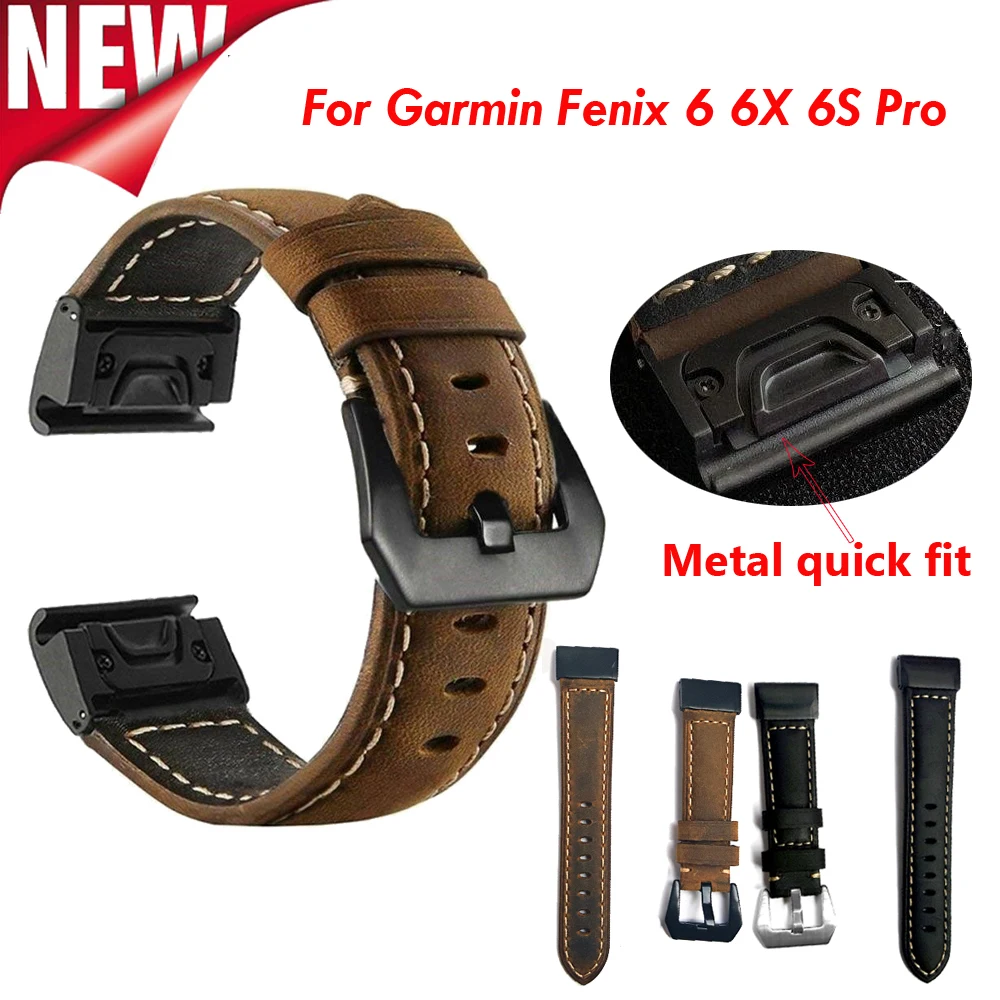 26 22 20MM Watchband Strap for Garmin Fenix 5 5X 5S 3HR 6X 6 6S Pro S60 MK1 Watch Quick Release leather Easyfit Wrist Band Strap