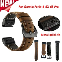 26 22 20MM Watchband Strap for Garmin Fenix 5 5X 5S 3HR 6X 6 6S Pro S60 MK1 Watch Quick Release leather Easyfit Wrist Band Strap