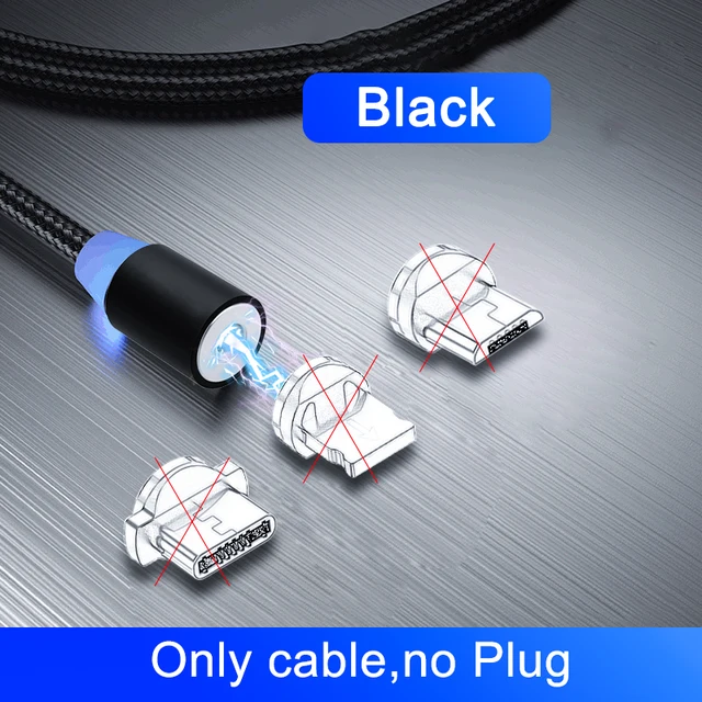 OKZ 2M Magnetic Cable Micro USB Type C Charger For Android Phones Fast Charging Magnet Charge Cord For iPhone 12 11 Pro XS Max Only Cable Black