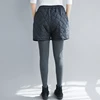 Elastic High Waist Loose down Shorts big Women pockets Wide Leg bottoms Ladies casual black warm cotton padded trousers ► Photo 3/6