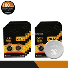 100 pces para duracell cr2032 dl2032 ecr2032 5004lc kcr2032 br2032 3v botão baterias de lítio da moeda da pilha para o brinquedo do carro do relógio
