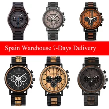 

Wooden Men Watches BOBO BIRD Handmade Quartz Watch Military Stainless Steel Chronograph Man Wristwatch Custom Logo Dropshippping