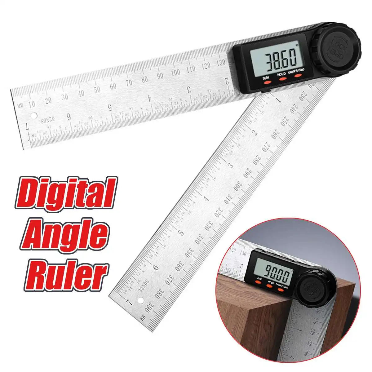 0-280mm Digital Meter Angle Inclinometer 0-360° Angle Digital Ruler Electron Goniometer Protractor