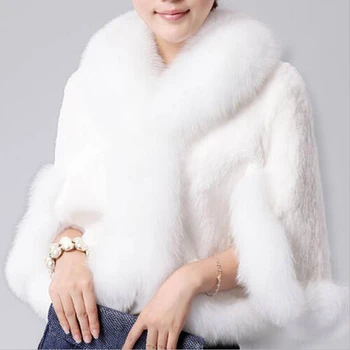 

New Fashion Cape Jacket Vangull Winter Faux Fur Overcoat Imitation Rabbit Faux Collar Faux Fur Coat Mink Hair Rex Rabbit Hair