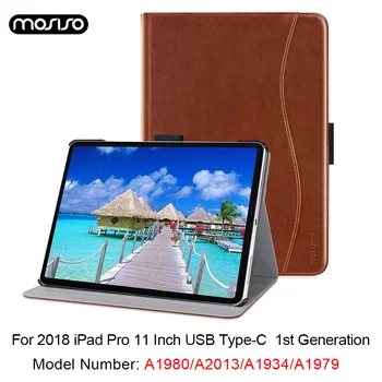 

2018 iPad Pro 11 inch Case 1st Gen PU Leather Stand Folio Protective Tablet Cover with Pencil Holder & 2 Multi-Viewing Gears