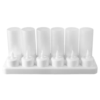 

12pcs Home LED Tea Lights Flameless Candle Flickering Desktop Festival Birthday Party Simulation Bar Rechargeable Base Electric