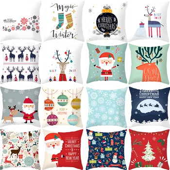 

Merry Christmas Decorations For Home Reindeer Santa Claus Tree Cushion Cover Christmas Ornament 2020 Xmas Gift New Year 2021