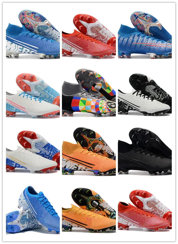 

2019 top quality mens soccer shoes Vapors 13 Elite NJR FG outdoor soccer cleats Neymar football boots chuteiras cheap blue