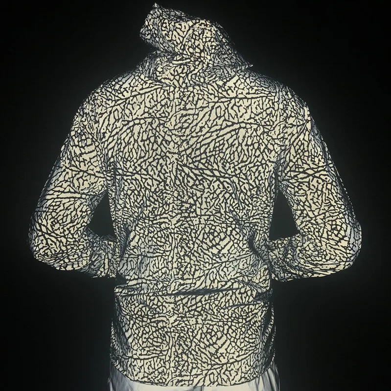 Мужская хип-хоп леопардовая Светоотражающая Ночная светящаяся скейтборд куртка с капюшоном уличная harajuku молния водонепроницаемая ветровка пальто