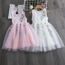 Г., летние детские платья для девочек, костюм принцессы с кружевными цветами для свадебной вечеринки Праздничная детская одежда, одежда для детей от 3 до 8 лет