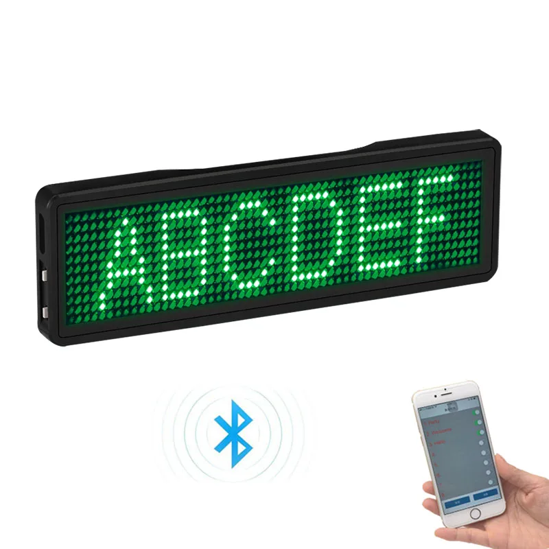 Bluetooth светодиодный значок перезаряжаемая светодиодная бирка с именем 11*55 широкий