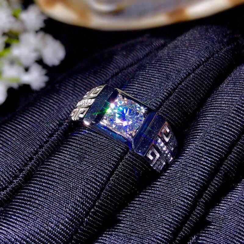 BOEYCJR 925 серебро 1ct/2ct/3ct F цвет Moissanite VVS обручальное свадебное кольцо с бриллиантом для мужчин с национальным сертификатом
