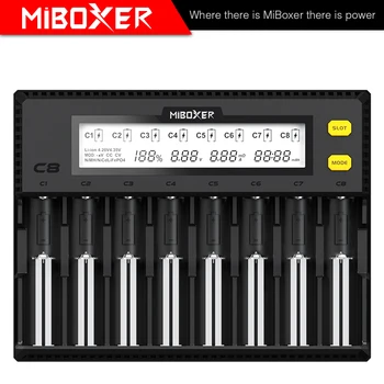 

MiBOXER C8 Battery Charger 8 Slots LCD Display for Li-ion LiFePO4 Ni-MH Ni-Cd AA 21700 20700 26650 18650 17670 RCR123 18700