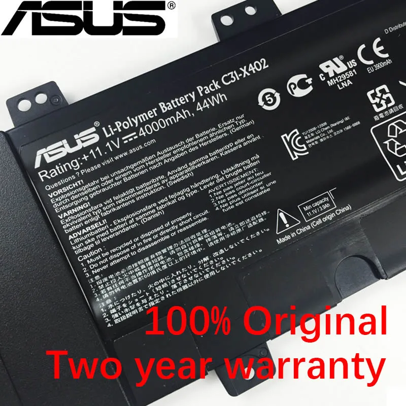 ASUS оригинальные 4000 мА/ч, C31-X402 Аккумулятор для ноутбука ASUS VivoBook S300 S400 S300C S300CA S300E S400C S400CA S400E 11,1 V 44Wh