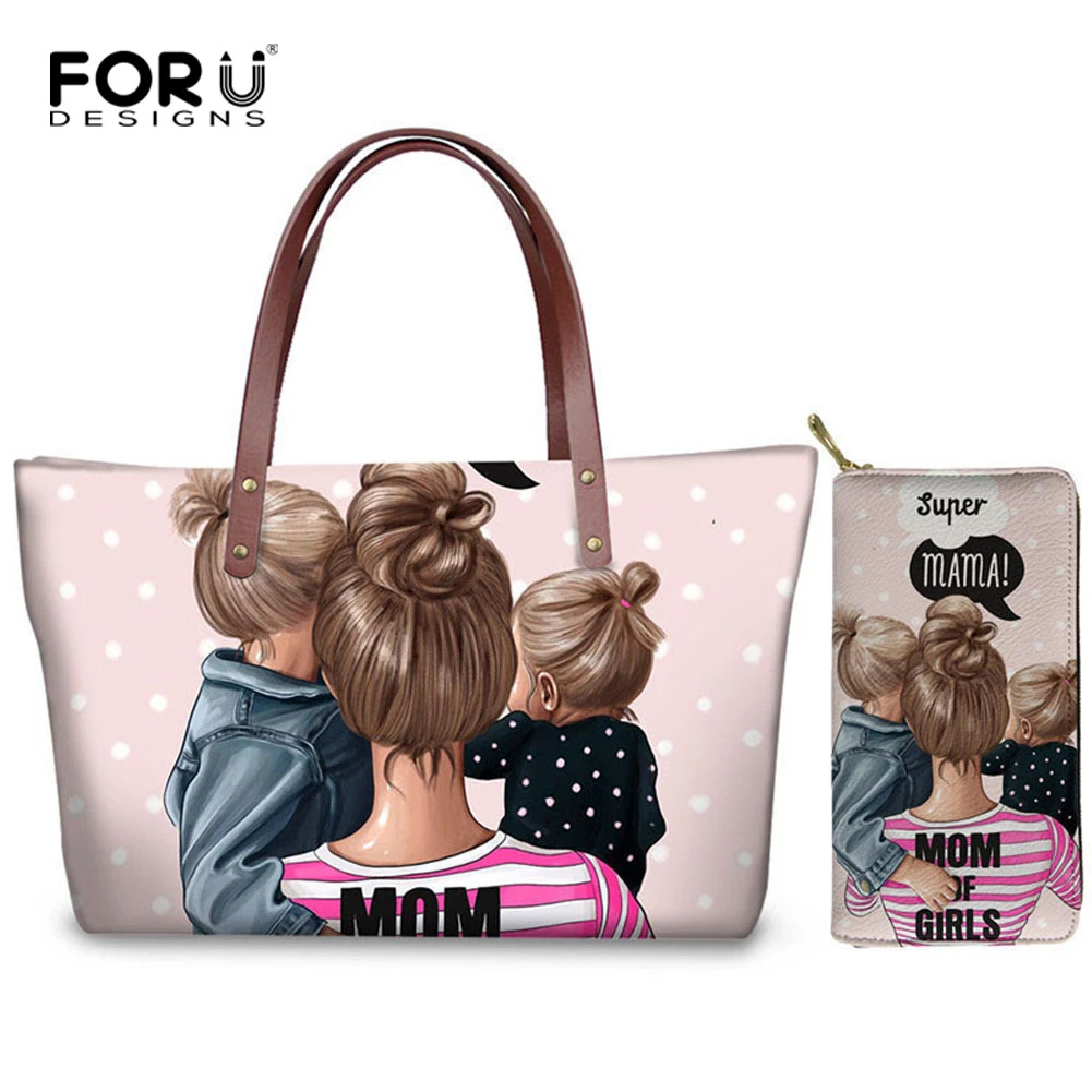 FORUDESIGNS 2pcs/set Super Mom Purse & Wallet Brand Designer Handbag Bags  for Women Summer Beach Tote Bags Bolsa Feminina|Shoulder Bags| - AliExpress