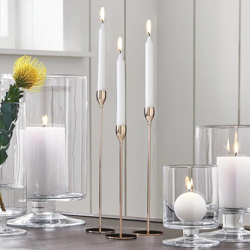 European Style Metal Candle Holders Simple Wedding Decoration Bar Party Living Room Decor Home Table Candlestick candle holders