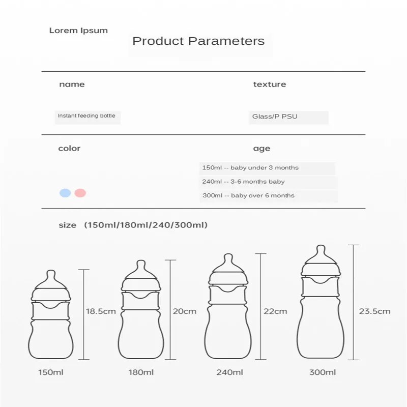 Glass Milk and Feeding Bottle for Newborns