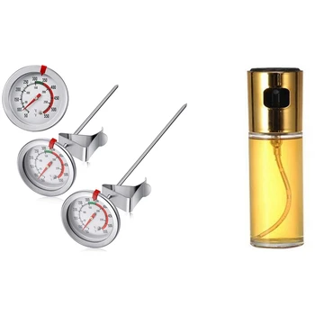 

2 Pieces of Stainless Steel Thermometer with Metal Clip & 1x Oil Sprayer Spray Bottle