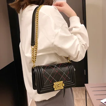

2020 New Style Small Lunch Bag WOMEN'S Bag Korean-style Fashion Embroidery Plaid Women's PU Single-shoulder Crossbody Bag