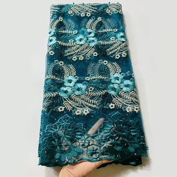 

New High Quality Elegant Nigerian Wedding Lace Fabrics Red 5 Yards Stones French Tulle lace 2020 African Net Lace Fabric