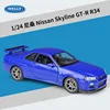 WELLY 1:24 Classic Diecast Car Nissan Skyline GT-R R34 High Simulator Metal Alloy Toy Car Model Car For Children Gift Collection