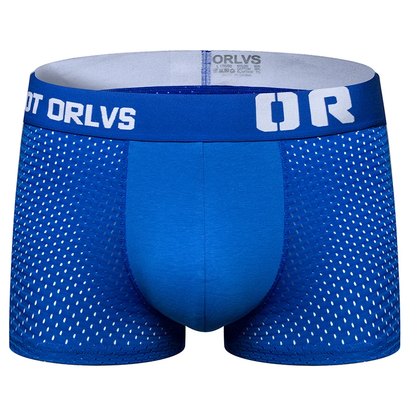 ORLVS Brand boxer men underwear gay boxer shorts ropa interior hombre cueca tanga calzoncillo hombre boxer para hombre mesh - Цвет: OR207-blue