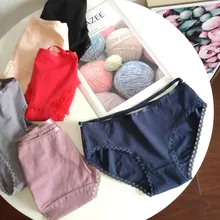 

Women's Cotton Panties Cute Girl Underpants Lace Comfortable Underwear Low Waist Sexy Women's Underwear Girl's Soft Briefs