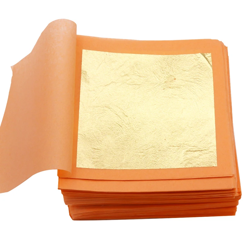 

24K Edible Gold Leaf Sheets 9.33x9.33cm 25pcs/Booklet 1 Booklet Gold Paper for Facial Mask Cake Decoration Gold Leaf Gilding
