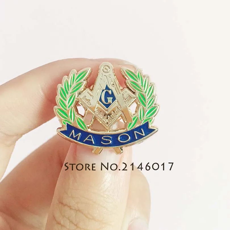 

50pcs Freemason 1'' Masonic Wreath Hat Lapel Pin Metal Custom Badge Blue Lodge Square and Compass G Mason Enamel Pins Brooch