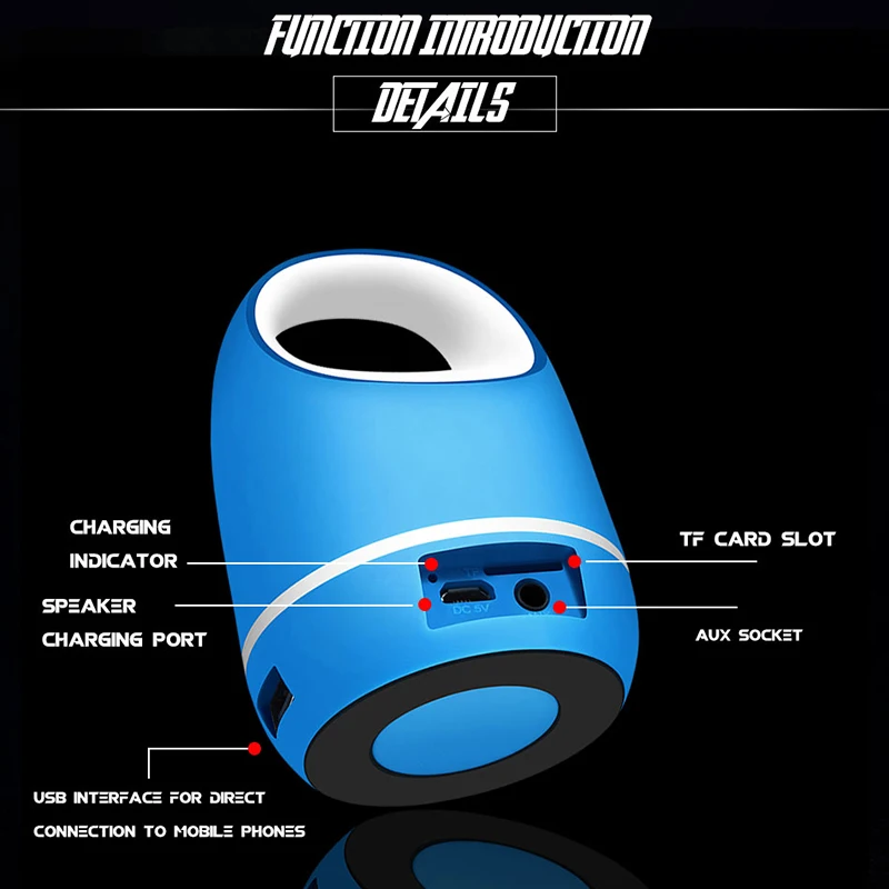 

Outdoor Bluetooth Sound Portable Speaker Waterproof Speaker Music Column Wireless Speaker Subwoofer Stereo AO