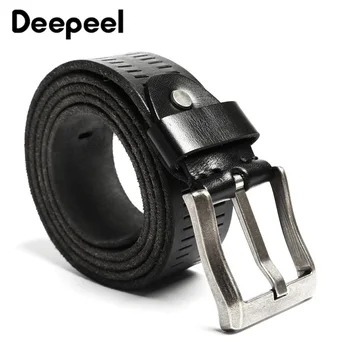 

Deepeel Genuine Leather Belt for Men High Quality Pin Buckle Cowskin Casual Belts Business Belt Widened Retro Cowboy Waistband